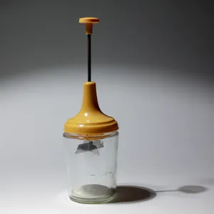 Vintage Glass Jar Yellow Plastic Plunger Shopper