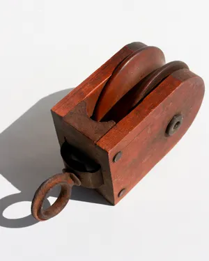 Antique Hudson Pulley Block Tackle Vintage Wood Metal Barn Farm Rustic