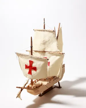 Handcrafted Wooden Santa Maria Ship Replica Model, Wood Boat Model