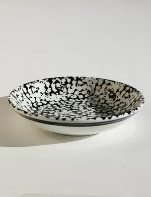 Vintage Ceramic Black Splatter Serving Bowl