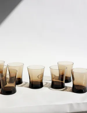 Tawny Juice Glasses, Tumblers Mocha Smokey Brown Heavy Bottom Flared