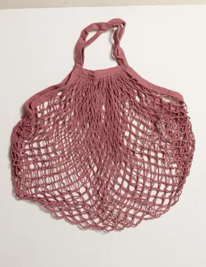 Pink netted bag - Farmer's Market Bag, Mesh Tote