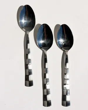 Flatware Silver Checkered Frost Frosted Handle Teaspoon
