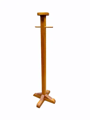 Rustic Pine Freestanding Mid-Century Wooden Coat Rack