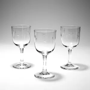 Star Dust Quartzex Crystal Cordial Glass Small Clear Glass with etched stars