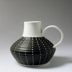 Vintage Black and White Ceramic Jug Denby England - 7.5