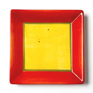 Clay Art Terra Toscana Hand Painted Dinner Plate Orange Yellow and Green by Brushes