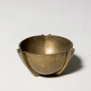 Tall Narrow Heavy Brass Ashtray, Art Deco Design.