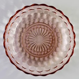 Kitchen Serviceware: Pink Bubble Glass Serving Dish - 8