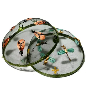 Vintage Grandma Picnic Food Screen Covers with Dragon Fly flies and Ladybug for outdoor dining