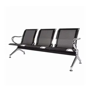 Black and Silver Airport Chairs 3 connected