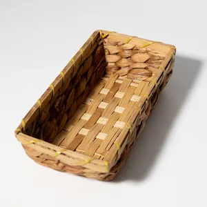 Small Tan Rectangular Woven Basket