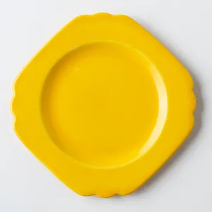 Vintage Fiestaware Yellow Plate with Scalloped Corners