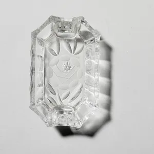 Small Clear Rectangular Etched Glass Ashtray