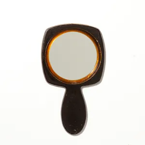 Small Brown Vintage Hand Held Purse Mirror