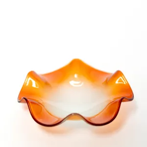 Orange and Frosted Small Fluted Dish with Wavy Edges Round FALL