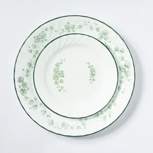 Corelle by Corning White ribbed Dinner plates with Ivy print Dinner 10.5