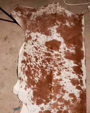 Natural Hair-On Brown White Speckled Cowhide Rug Artificial Faux