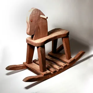 Rustic Handmade Vintage Wooden Rocking Horse Folk Art