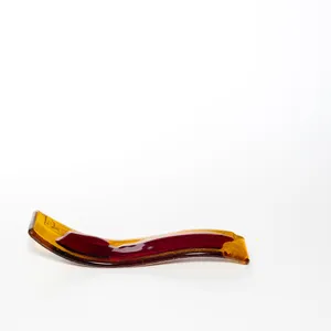 Amber and Red wavy Glass Desk Top Art. Photograph Stand - 7.5