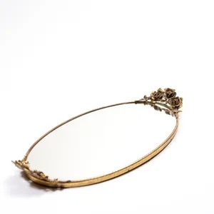 Mirrored tray with gold rose handles - 21