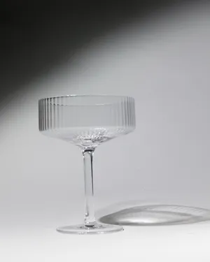 Art Deco Ribbed Crystal Coupe Glass Vintage Stemware