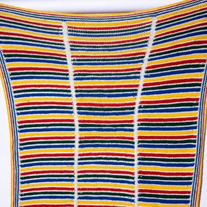 Housewares Soft Goods: Multi colored hand made afgan Red, Blue, Green Yellow Stripes. 