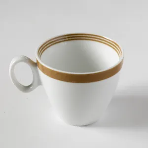 Vintage White cup Coffee Mug with Gold Trim