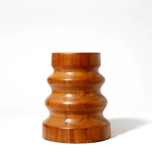 Vintage Solid Teak Wood Pillar Candle Holder MCM Mid Century Modern