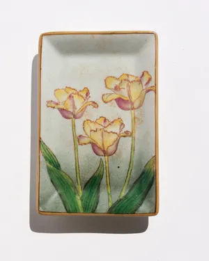 Japanese Export Porcelain Tulip Painted Ceramic Tray