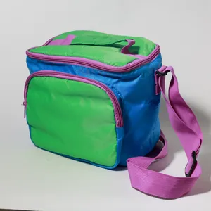 Retro 80s Neon Colorblock Insulated Nylon Cooler Bag