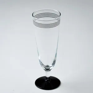 Black Base and Striped Highball Pedestal Glass - 8.25