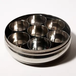 Stainless Steel Indian Masala Dabba Spice Storage Box, Indian Spice Caddy