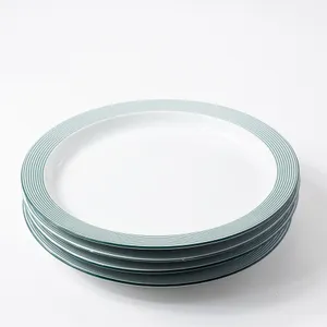 Vintage Dansk Bistro Green Striped Plates