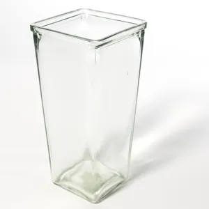 Square Clear Thick Glass Vase, Tall - 9