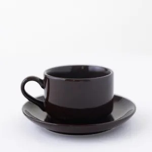 Short Brown Cup and Saucer - 2