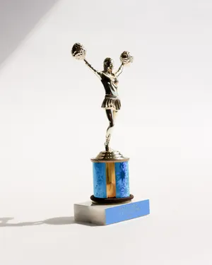 Gold Figure Blue Base Cheerleaders Trophy