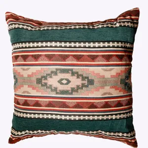 Southwestern Tribal Geometric Teal Throw Pillow Large