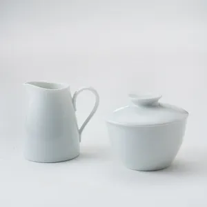 White china cream & sugar bowl set - pitcher 3.75