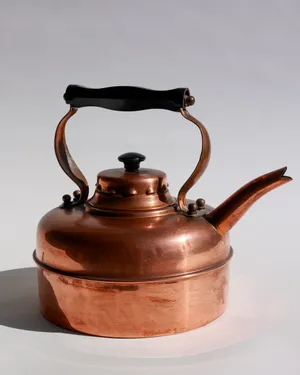 Vintage Simplex English Copper Tea Kettle Black Wood Handle