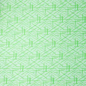 Vintage Fabric Bright 80s Green White Asian Inspiration - 58