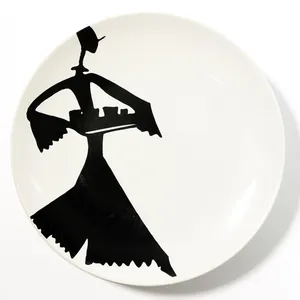 Rebecca Moses Heart & Soul Dessert Plates Black and White Host Character Movement Ceramic Vintage - 8