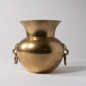 Vintage 1970s Solid Brass Patina Spittoon Cuspidor, Flower Vase - 7