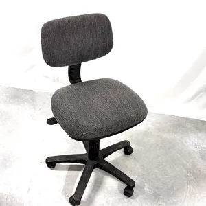 1990's Gray tweed rolling office chair small