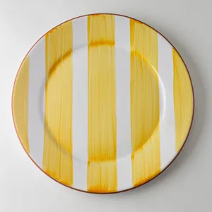 Yellow Striped Dinner Plate - 1