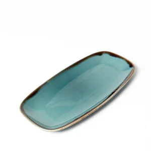 Service Platter Vitrified Harvest Blue Chef's Oblong oval rectangle Dish Plate 