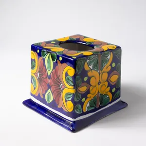 Housewares: Ceramic Talavera Pottery Tissue Cover Made in Mexico - 5