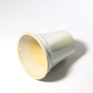 Cone Glazed Flower Pot, Off White, glazed shiny, Tall - 10