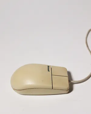Vintage 1990s Microsoft Beige Wired Computer Mouse