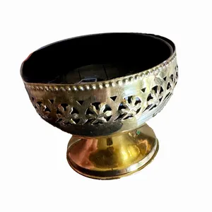 Short Gold Chalice with Clear Blue Interior